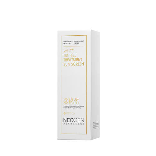 ProtoClinical k-beauty NEOGEN White Truffle Treatment Sun Screen 50g single upright pale gray sunscreen package on a light background.