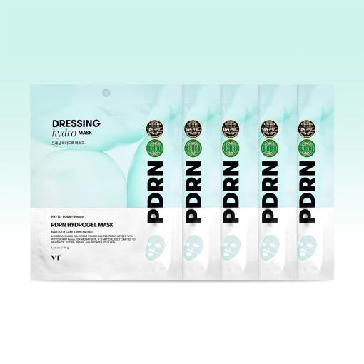 ProtoClinical k-beauty VT PDRN Hydrogel Mask Sheet 33g X 5ea single product package centered on a clean white background in a square studio shot