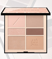 ProtoClinical k-beauty warm beige and brown beauty swatches on a light background.