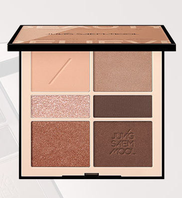 ProtoClinical k-beauty warm beige and brown beauty swatches on a light background.