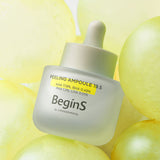 ProtoClinical k-beauty JUNGSAEMMOOL Peeling Ampoule 19.5 30ml single olive-green ampoule bottle centered on a pale yellow-green background