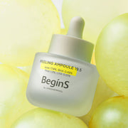 ProtoClinical k-beauty JUNGSAEMMOOL Peeling Ampoule 19.5 30ml single olive-green ampoule bottle centered on a pale yellow-green background