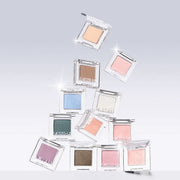 ProtoClinical k-beauty MISSHA Modern Shadow 1.7g-2g (34color) single upright eyeshadow package in soft beige-gray tones centered on a pale lavender and white background