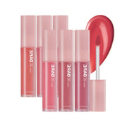 ProtoClinical k-beauty MISSHA Dare Tint Dewy Drop 4.3g (6Colors) single rosy pink lip swatch centered on a pale pink and mint background