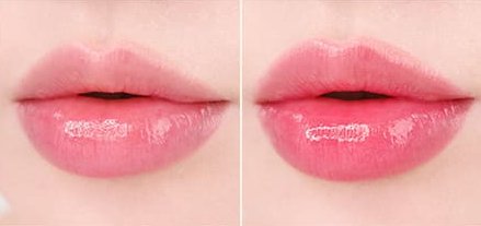 ProtoClinical k-beauty MISSHA Daretint Lip Balm 4.8g #Dewy Berry horizontal rosy berry lip swatch band centered across a pale pink background