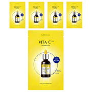 ProtoClinical k-beauty MISSHA Vita C Plus Ampoule Mask 27g X 5ea single bright yellow sheet mask pack centered on a light background with pale blue side bands
