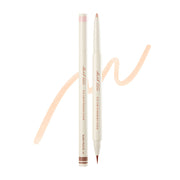 ProtoClinical k-beauty [TOO COOL FOR SCHOOL] Artclass Glam Under Liner 0.2g/0.7g (4 Colors) two cream liner pens shown upright with one peach pencil tip and one fine brown brush tip over a peach swatch on a white background