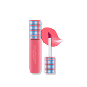 ProtoClinical k-beauty [TOO COOL FOR SCHOOL] Glossy Blaster Tint 3.4g (9colors) five pink lip tint tubes with blue plaid caps arranged upright on a clean background