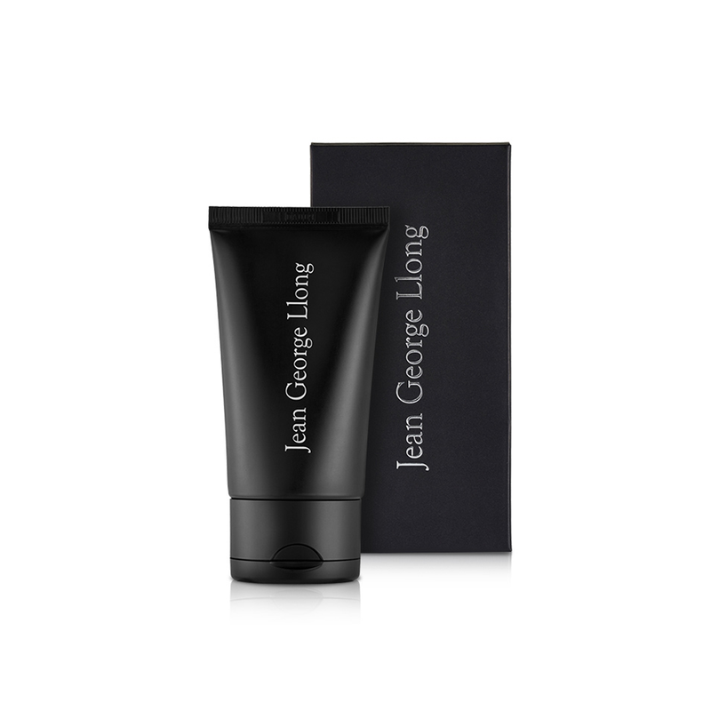 ProtoClinical k-beauty [TOO COOL FOR SCHOOL] Jean George Llong Sun Block 50ml SPF 50+ PA+++ black sunscreen tube beside a matching black box on a clean white background