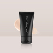ProtoClinical k-beauty [TOO COOL FOR SCHOOL] Jean George Llong Sun Block 50ml SPF 50+ PA+++ upright black sunscreen tube with a beige cream swatch on a pale beige background