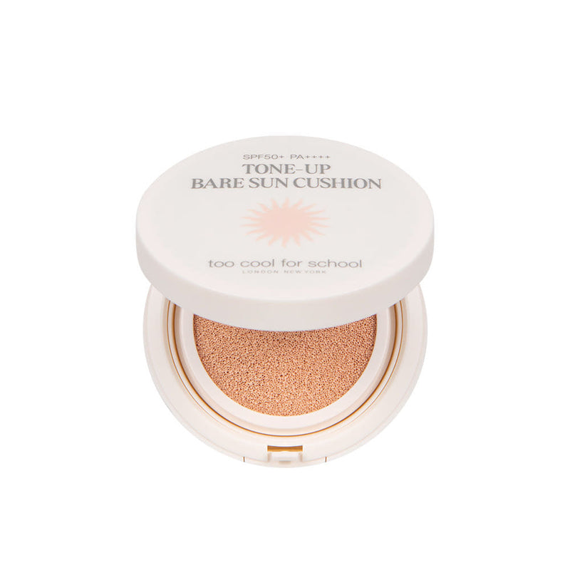 ProtoClinical k-beauty [TOO COOL FOR SCHOOL] Tone-Up Bare Sun Cushion SPF50+PA++++ 15g single sun cushion packaging on a clean white background