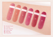 ProtoClinical k-beauty [TOO COOL FOR SCHOOL] Verre Color Gloss 2.6g (6colors) wide horizontal pale pink lip swatch graphic with soft blush bands on a cream background