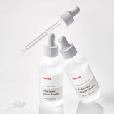 ProtoClinical k-beauty [MANYO FACTORY]  Galactomy Niacin Essence 50ml blue and taupe silhouette on a light background.