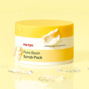 ProtoClinical k-beauty [MANYO FACTORY] Pure Bean Scrub Pack 100g single centered warm beige scrub pack container on a white background with pale yellow upper accents.
