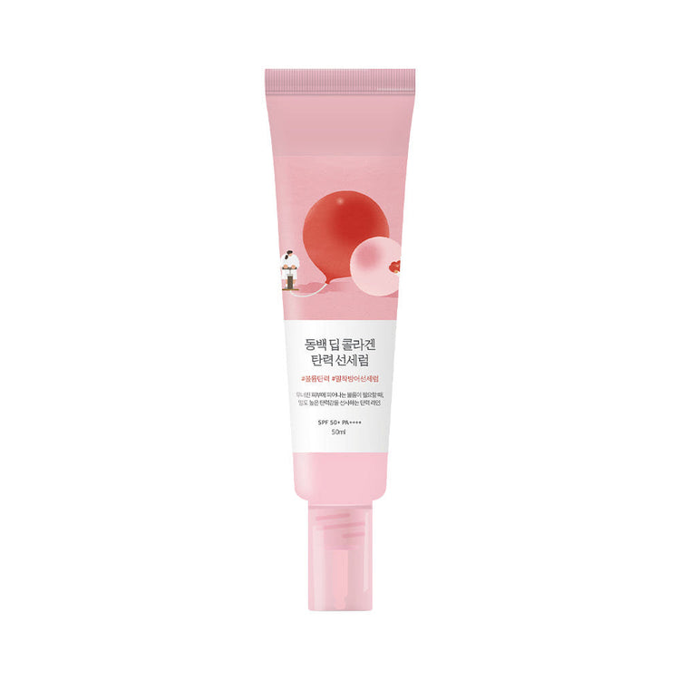 ProtoClinical k-beauty slim warm beige beauty product silhouette with pale blue side accents on a light background.