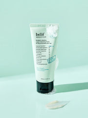 ProtoClinical k-beauty belif Problem Solution Vegan Cleansing Foam 100ml single upright cleansing foam tube in soft aqua packaging on a light background.