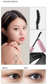 ProtoClinical k-beauty peripera Ink All Black Cara 7g (2type) single dark mascara tube standing upright on a warm peach background