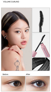 ProtoClinical k-beauty peripera Ink All Black Cara 7g (2type) single dark mascara tube standing upright on a warm peach background
