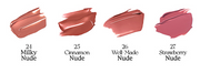 ProtoClinical k-beauty peripera Ink Velvet 4g #24~#27 [Nude-Brew Collection] horizontal nude-pink tint swatch strip across a clean white background