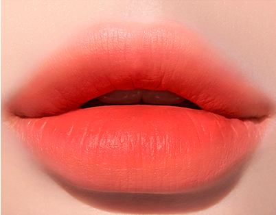 ProtoClinical k-beauty [PERIPERA] Ink Airy Velvet (AD) 4g (#7,#8,#31~#35) shown in a coral-red shade detail graphic with rectangular color swatches, dark tint shapes, and pale green corner accents