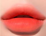 ProtoClinical k-beauty [PERIPERA] Ink Airy Velvet (AD) 4g (#7,#8,#31~#35) shown in a coral-red shade detail graphic with rectangular color swatches, dark tint shapes, and pale green corner accents
