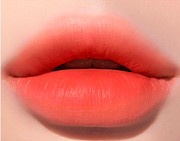 ProtoClinical k-beauty [PERIPERA] Ink Airy Velvet (AD) 4g (#7,#8,#31~#35) shown in a coral-red shade detail graphic with rectangular color swatches, dark tint shapes, and pale green corner accents