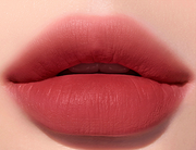 ProtoClinical k-beauty [PERIPERA] Ink Airy Velvet (AD) 4g (#7,#8,#31~#35) shown in a coral-red shade detail graphic with rectangular color swatches, dark tint shapes, and pale green corner accents
