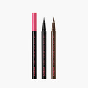 ProtoClinical k-beauty [PERIPERA] Ink Thin Thin Brush Liner 0.5g (2color) shown in slim eyeliner packaging on a light background with soft pink side accents.