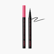 ProtoClinical k-beauty [PERIPERA] Ink Thin Thin Brush Liner 0.5g (2color) shown in a dark slim eyeliner packshot on a light background with soft pink side accents.