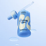 ProtoClinical k-beauty Mamonde Calming Shot Azulene Ampoule 50ml pale blue product graphic with a deeper blue vertical center on a light background