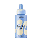 ProtoClinical k-beauty Mamonde Calming Shot Azulene Ampoule 50ml pale blue product silhouette with soft peach side accents on a light background