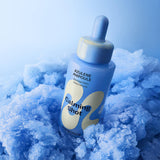 ProtoClinical k-beauty Mamonde Calming Shot Azulene Ampoule 50ml blue product graphic with deep blue shading on a light background