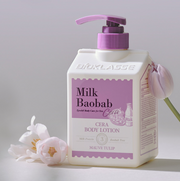 BIOKLASSE Milk Baobab Cera Body Lotion 600ml #Mauve Tulip by ProtoClinical shown in body lotion packaging on a clean background for a k-beauty body care routine.