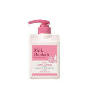 ProtoClinical k-beauty BIOKLASSE MILK BAOBAB CERA Body Lotion 600ml #Peony Musk single upright pink lotion bottle centered on a white background with pale blue corners