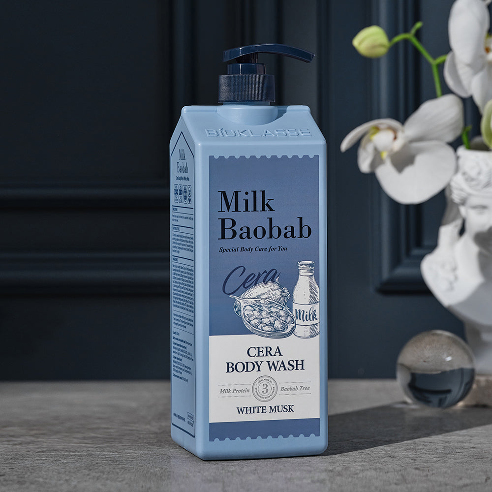 BIOKLASSE MILK BAOBAB CERA Body Wash 1200ml #White Musk by ProtoClinical shown in body wash packaging on a clean background for a k-beauty body care routine.