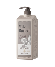 ProtoClinical k-beauty BIOKLASSE MILK BAOBAB CERA Body Wash 1200ml #White Soap single large beige body wash bottle centered on a light background.