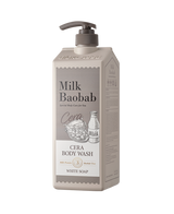 ProtoClinical k-beauty BIOKLASSE MILK BAOBAB CERA Body Wash 1200ml #White Soap single large beige body wash bottle centered on a light background.