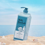 ProtoClinical k-beauty BIOKLASSE MILK BAOBAB CERA Hair Shampoo 1200ml #Ocean Breeze single upright shampoo bottle on a white background.
