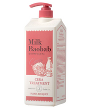 ProtoClinical k-beauty BIOKLASSE MILK BAOBAB CERA Hair Treatment 1200ml #Flora Bouquet single upright coral hair treatment bottle centered on a white background with pale aqua side shading