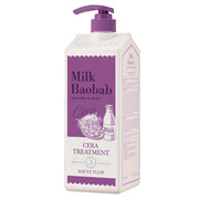 ProtoClinical k-beauty BIOKLASSE Milk Baobab Cera Hair Treatment 1200ml #Mauve Tulip single upright mauve hair treatment bottle centered on a white background with pale aqua side accents.
