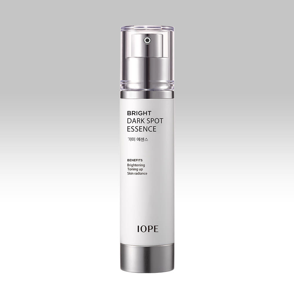 ProtoClinical k-beauty IOPE Bright Dark Spot Essence 45ml dark gray essence bottle on a clean white background