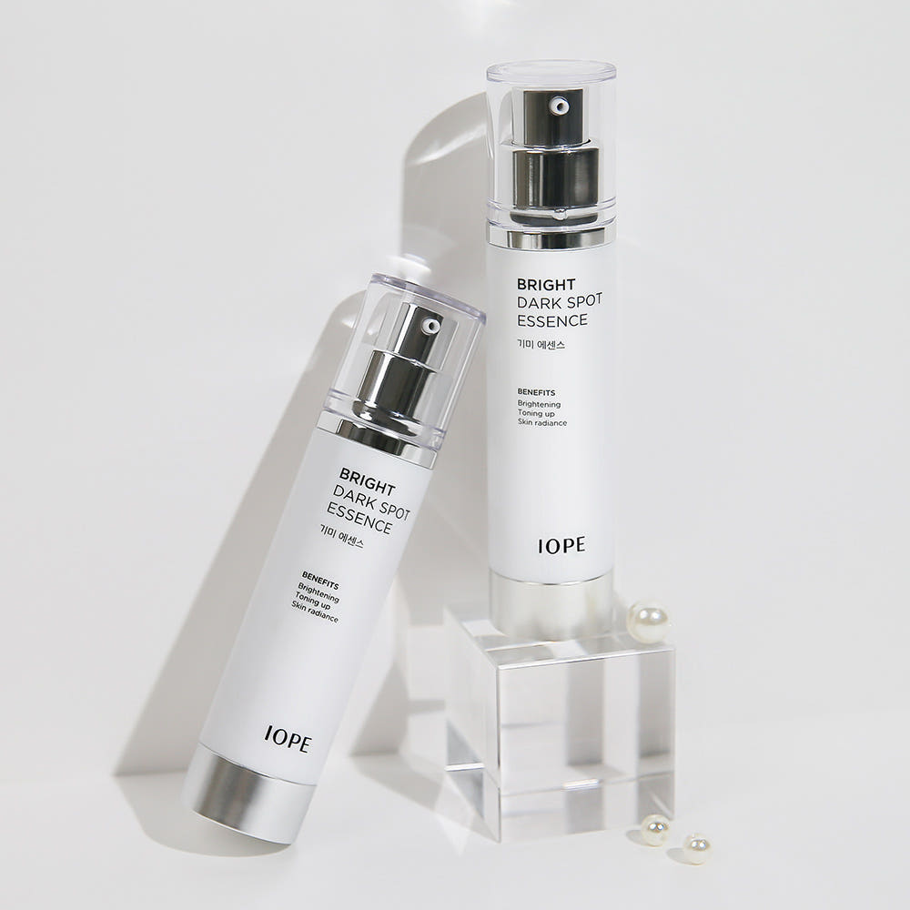 ProtoClinical k-beauty IOPE Bright Dark Spot Essence 45ml gray essence bottle on a clean white background