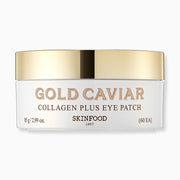 ProtoClinical k-beauty SKINFOOD Gold Caviar Collagen Plus Eye Patch 85g/60ea single gold eye patch jar centered on a white background