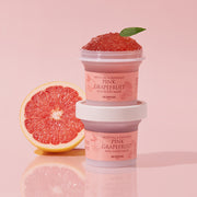 ProtoClinical k-beauty SKINFOOD Pink Grapefruit AHA Food Mask 120g two pink mask jars arranged on a warm pink background