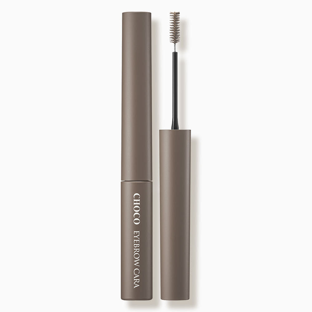 ProtoClinical k-beauty SKINFOOD Choco Eyebrow Cara 4g single dark eyebrow mascara tube standing vertically on a soft beige background