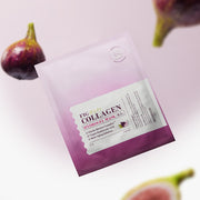 ProtoClinical k-beauty SKINFOOD Fig Vegan Collagen Hydrogel Mask Sheet 31g X 5ea single mauve mask packet with a dark gray lower band on a light background