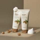 ProtoClinical k-beauty SKINFOOD Acorn Pore Peptide Cleansing Foam 150ml single beige cleanser tube standing upright on a clean white background