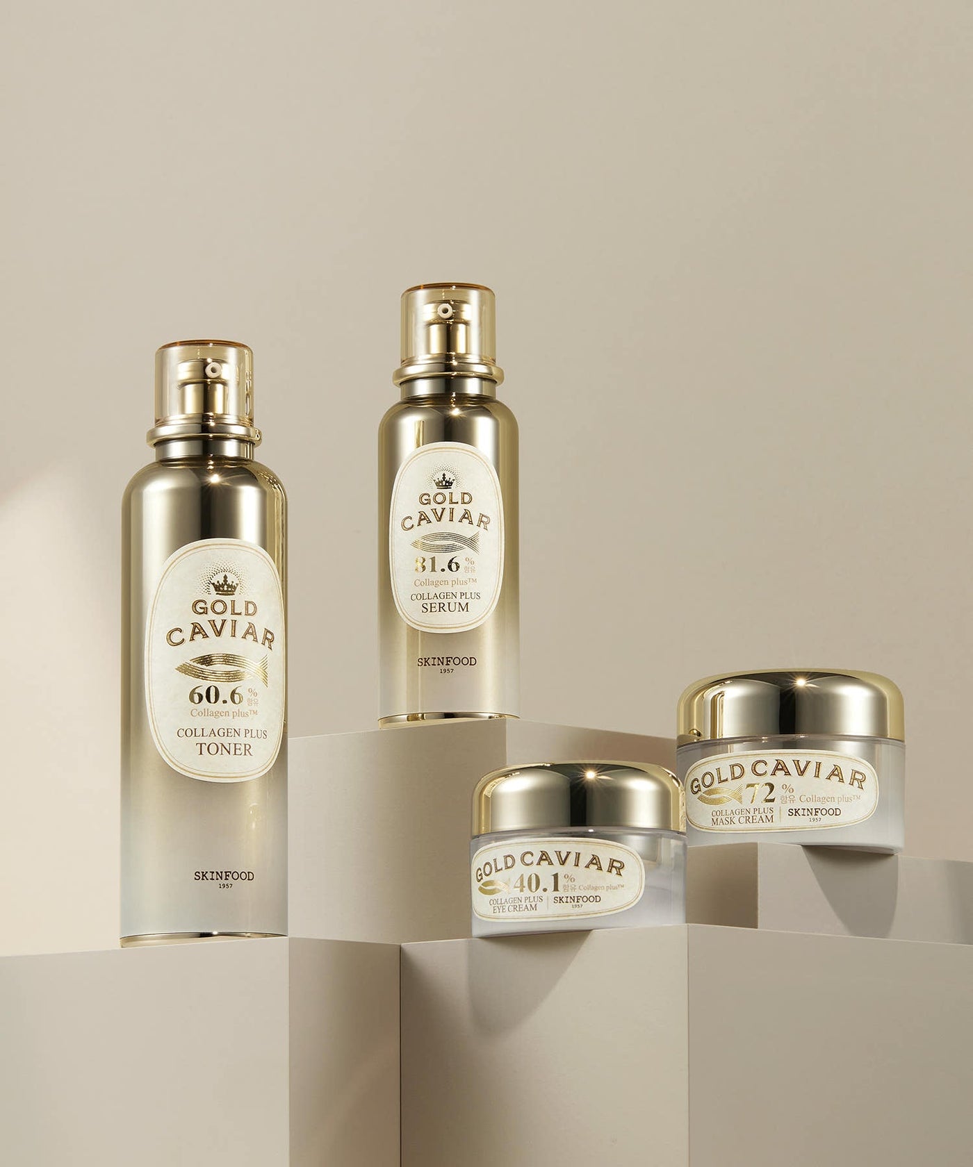 ProtoClinical k-beauty soft olive and beige beauty bottle silhouette on a pale lavender-white background.