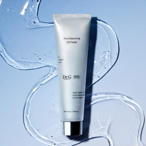 ProtoClinical k-beauty pale blue beauty packaging with soft vertical bands on a light background.
