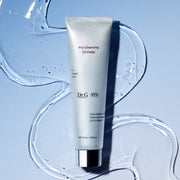 ProtoClinical k-beauty pale blue beauty packaging with soft vertical bands on a light background.